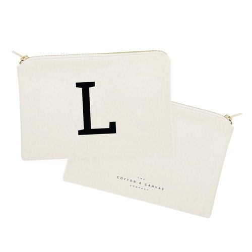 The Cotton & Canvas Co. Personalized Modern Monogram Initial L Cosmetic Bag and Travel Make Up Pouch