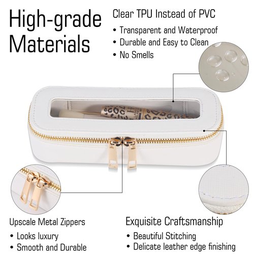 VOFIpremiAm Small Travel Makeup Bag brush holder,Clear Makeup Bag Cosmetic Bags with Zipper,Waterproof Clear Toiletry Bag Makeup Brush Bag Travel Case for Women