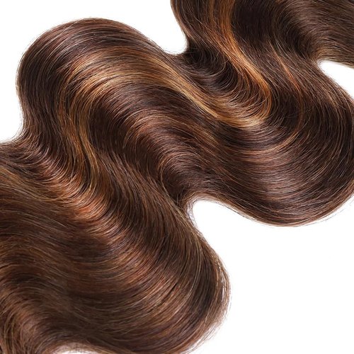 Brown Bundles Human Hair P4/30 Highlight Body Wave Human Hair Bundle 12 14 16 Inch Chocolate Brown Body Wave Bundles Ultra Soft Unprocessed Brazilian Remy Hair Extensions