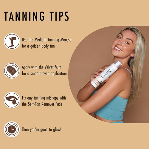 St Moriz Ready to Glow Self-Tan Gift Set – Medium Tanning Mousse, Face Drops & Velvet Mitt – Self Tanner Kit for Face & Body, Vegan, Streak-Free, Fast-Drying, Easy to Apply