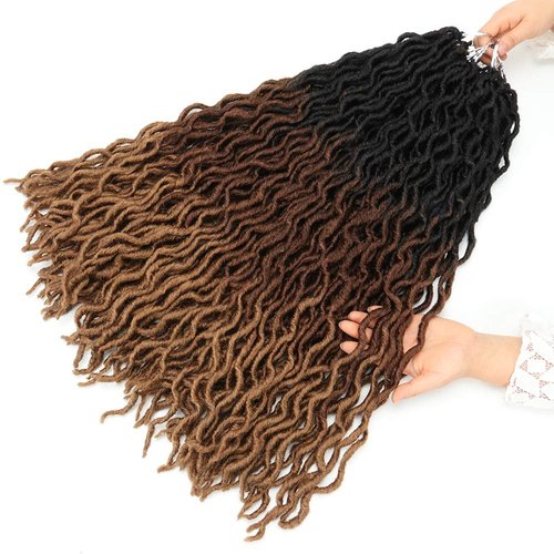 Eliza 24 Inches Long Wavy Gypsy Locs Ombre soft Locs Crochet Hair 6 Packs Goddess Faux Locs Crochet hair Pre-looped African Roots Synthetic Braiding Hair Extensions for Black Women(24",6 Packs, 3027)
