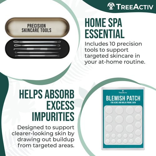 TreeActiv Milia & Acne Spot Cream 3 Items Tool Kit, Eye Milia Remover, Includes 0.5oz Overnight Milia Remover Cream with Bentonite Clay and Aloe Vera, Milia Extractor Tool Kit Acne Treat