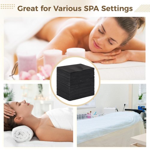 100 PCS Disposable Bed Sheets for Massage Table, 31" x 71" Non-Woven Massage Table Cover, Disposable Bed Sheets for Spa Beds, Beauty Salons, Hotels, and Estheticians (Black)