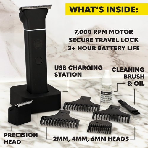 The Beard Club Manscape Body Hair Trimmer for Men, Pubic Hair Trimmer for Men & Ball Trimmer - Mens Body Shaver, Ceramic Blade Ball Shaver - Rechargeable, Electric, Waterproof Wet or Dry Clippers