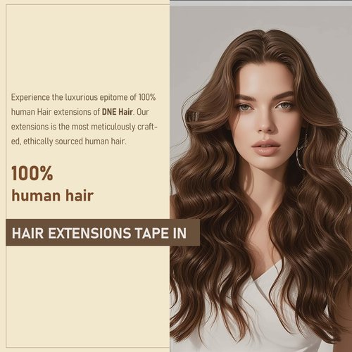 DNE Tape in Hair Extensions Real Human Hair 16 inches 20Pcs/40g/Pack Seamless #4 Medium Brown Dark Color Straight Invisible Double Sided Tape in Hair Extensions for Women/Girls Can Bleached and Curl
