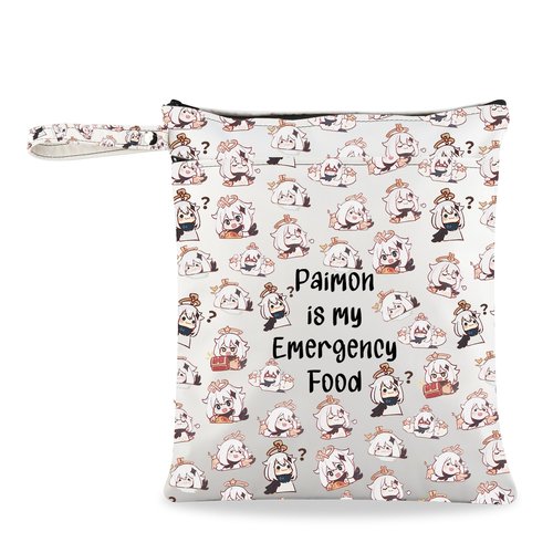 JXGZSO Anime Inspired Novelty Cosmetic Bag Paimon is my Emergency Food Traveller Gift Anime Lover Gift