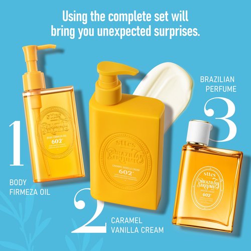 Sttes 602# Caramel Vanilla Lotion - 250ml (8.45 fl oz) Body Lotion - Seven Kinds of Pure Vegetable Oils + Active Caffeine (Without Mineral Oil)