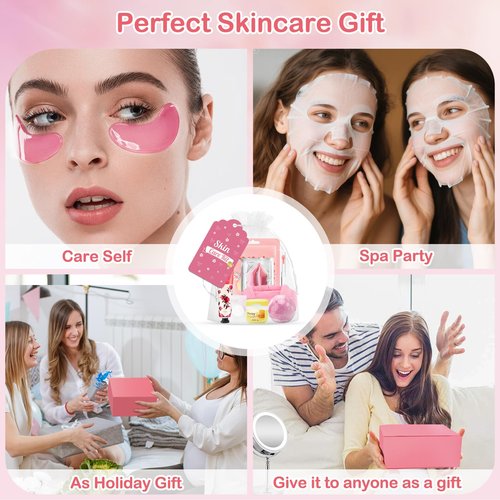 Ponhey 88 PCS Spa Party Supplies for Girls, Spa Party Favors Include Face Masks Skincare, Hand Cream, Lip Balm, Under Eye Patches, Lip Mask and Foot Bath Bombs, Spa Birthday Sleepover Party Supplies