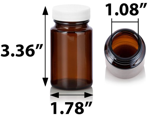 JUVITUS 2.5 oz / 75 ml Amber Glass Wide Mouth Packer Bottle with White Lid (6 Pack)