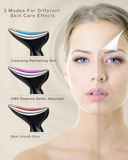 VOFEL Face and Neck Massger for Skin Care Electric Face Neck Lifting Massager with 45℃ Heat & 3 Massage Modes for Wrinkles Facial Neck Massager (Black)