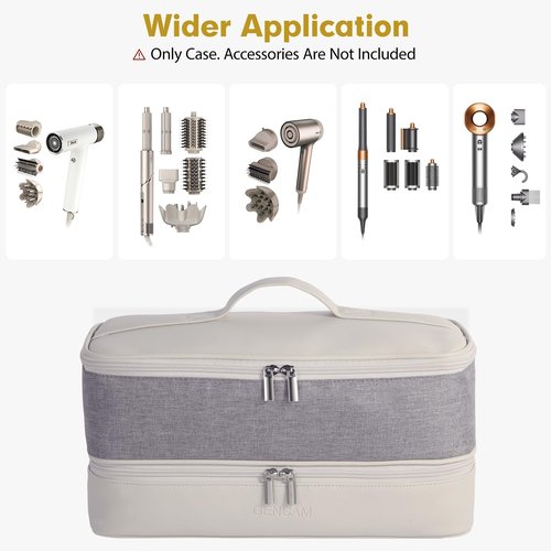 GENCAM Double-Layer Airwrap Travel Case for Shark Flexstyle, Carrying Case for Shark 430/440 Flexstyle, Travel Bag for Shark Flexstyle/Dyson Airwrap Styler and Attachments (light grey)