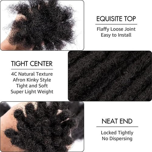 6 Inch Loc Extensions Human Hair Short Dreads Extensions Dreadlock Extensions for Men Women 0.6 cm 30 Strands Handmade Permanent Locs Extension Natural Black Locs Hair Extensions Can be Dyed Bleached