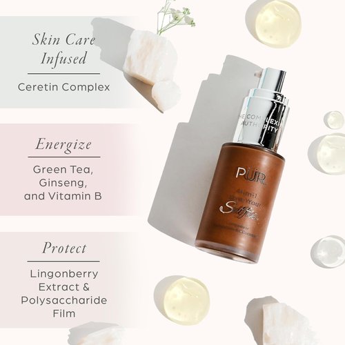 PÜR MINERALS 4-in-1 Love Your Selfie Longwear Foundation and Concealer - Unique, Dual-Applicator Component - Covers Blemishes and Imperfection - Reduce Fine Lines and Wrinkles - MN5 - 1 oz Makeup