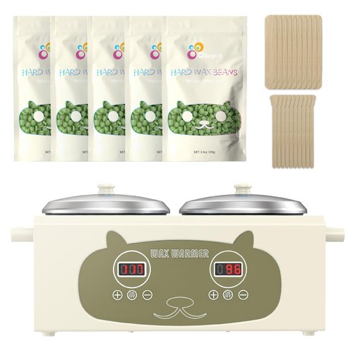 Qiiugirl Professional Hair Removal Wax Pot Heater with Waxing Kits for Hair Removal, Green