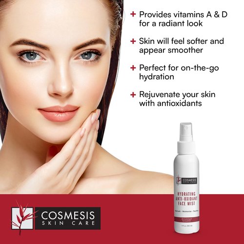 Cosmesis Hydrating Anti-Oxidant Face Mist - Refresh, Moisturize & Soothe Dry Skin, Tea Blend & Vitamins A/D - 4 fl oz