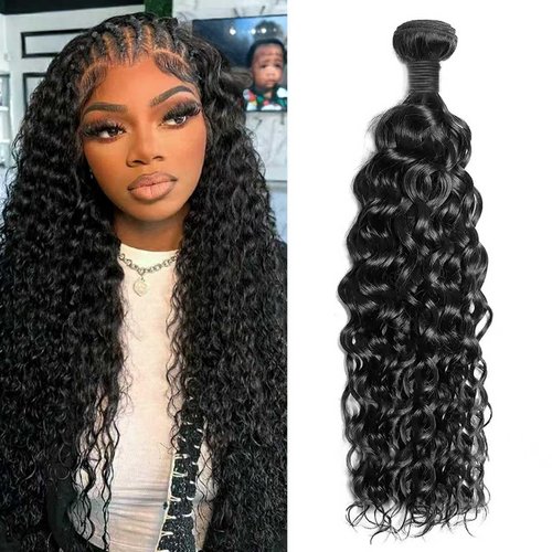 Water Wave Human Hair Bundles 18 Inch 12A Deep Curly Bundles Human Hair 100% Unprocessed Wet and Wavy Bundles Human Hair Extensions Natural Black