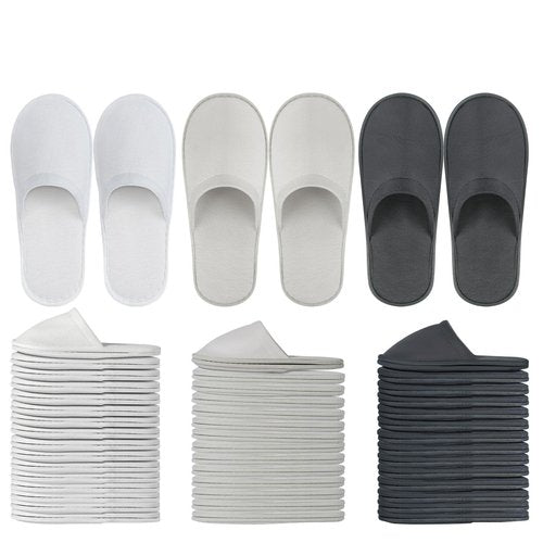 OBMMIRAO 44 Pairs Bulk Disposable Slippers for Guests, 6mm EVA Non-Slip Sole, Fits US Men 10 & Women 11, for Spa Hotel Wedding Party Travel Home Use