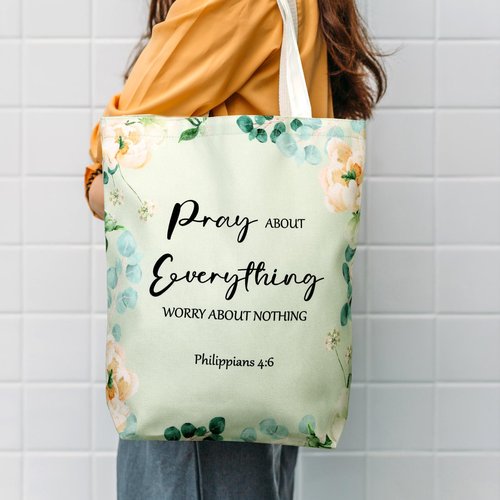 Locmeo 20 Pcs Christian Gift Women Mother's Day Including 10 Bible Verse Tote Bags 10 Christian Makeup Bags Inspirational Religious Scripture Gifts for Church Xmas Valentines(Elegant)