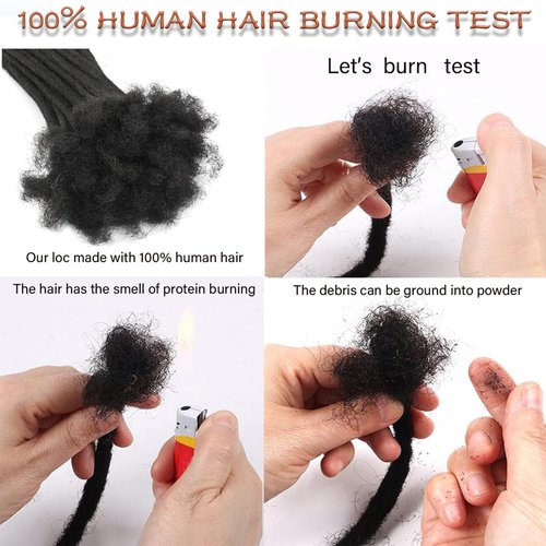 Locs Extension Human Hair 8 Inches 30 Str Dreadlock Extension 100% Full Handmade Human Hair Locs Extension for Woman/Man/Kids 0.6cm Dread Extension Human Hair Can be Curly and Dyed