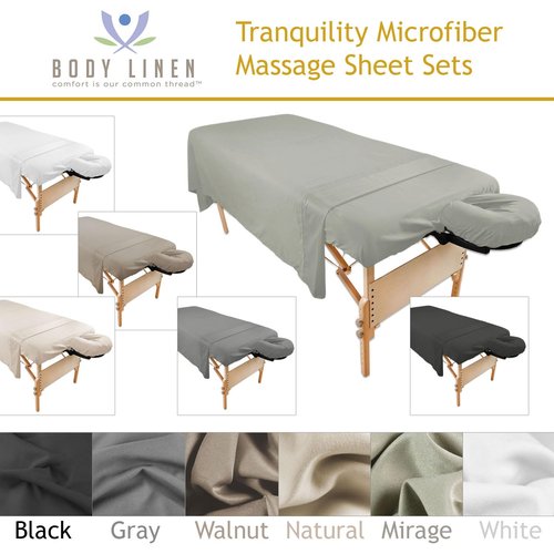 Body Linen Tranquility Microfiber Massage Sheet Sets Lightweight, Long-Lasting Microfiber Massage Table Sheet Set - Stain-Resistant, Soft and No Pilling - 1 Pack, Mirage Gray