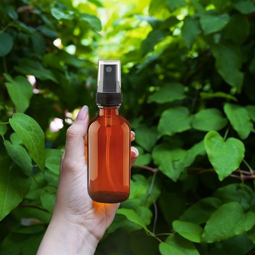 4 Pack Amber Glass Spray Bottles – 2oz Refillable Mini Bottles for Essential Oils, Perfumes, Serums, and DIY Skincare – Durable Small Amber Containers with Spray