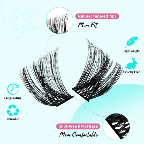 Lash Extension Kit 144pcs Lash Clusters Kit D Curl Eyelash Extension Kit with Lash Bond and Seal Waterproof Lash Glue Remover Lash Tweezers for Lash Clusters Eyelash Clusters Kit (Dusk, D-10-18mm Kit)