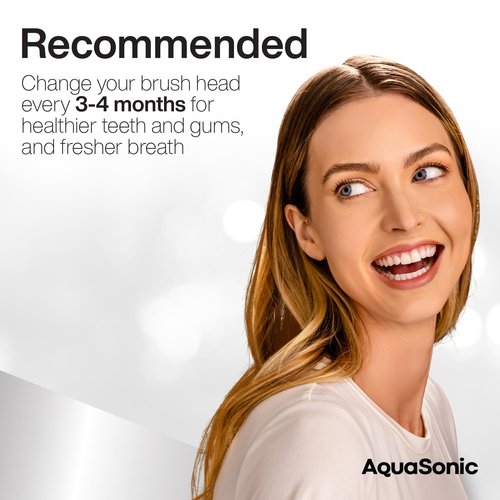 AquaSonic Proflex Replacement Brush Heads | ADA Accepted | for Whiter Teeth & Gum Care | Compatible with Many AquaSonic Toothbrush Handles (8 Pack Black)