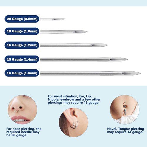 Beauty7 100PCS 15G Gauge 1.4mm Sterilized Surgical Steel Piercing Needles Body Ear Navel Nipple Piercing