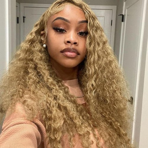 Curly Clip in Hair Extensions Real Human Hair 16inch 100g Invisible & Seamless 100% Brazilian Remy Human Extension Deep Wave Clip ins Extensions Double Weft 8 PCS with 20 Clips #27 Honey Blonde