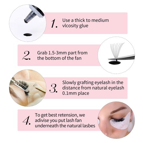 FADLASH 1000 Fans 10D Premade Volume Eyelash Extensions Mixed Tray Premade Fans Eyelash Extensions D Curl Premade Lash Fans Pointed Handmade Promade Loose Fans Thin Base (10D-0.07D,9-16mm)
