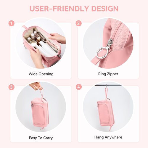 WLLWOO WLLWOO Large Portable Waterproof Toiletry Bag Travel Makeup Bag for Women Purse, Nylon Wide-open Cosmetic Bag Make Up Organizer For Toiletries Accessories Brushes