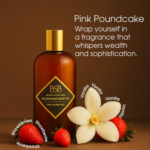 Brown Sugar Babe Pink Poundcake Body Oil, Nourishing Scented Oil for Women with Strawberry, Vanilla and Buttercream Perfume Oils, Skin Care, Paraben Free, Perfume Body-Oil, Made in USA