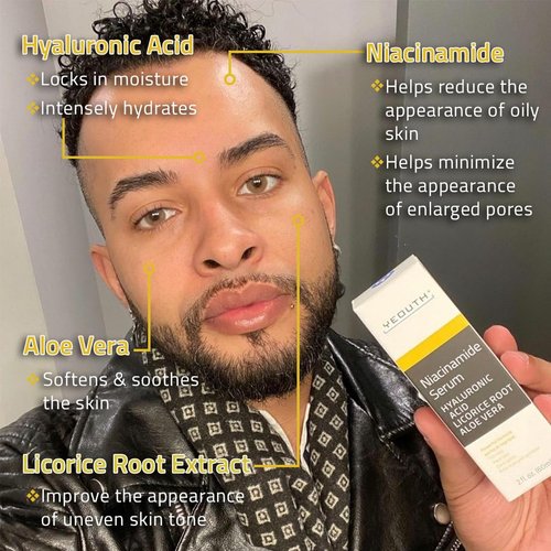 YEOUTH Niacinamide Serum for Face 10% with Hyaluronic Acid and Aloe Vera, Hydrating B3 Skin Care Face Serum for Women and Men, Hydrating Skincare Enhances the Look of Even-Toned Skin 2oz