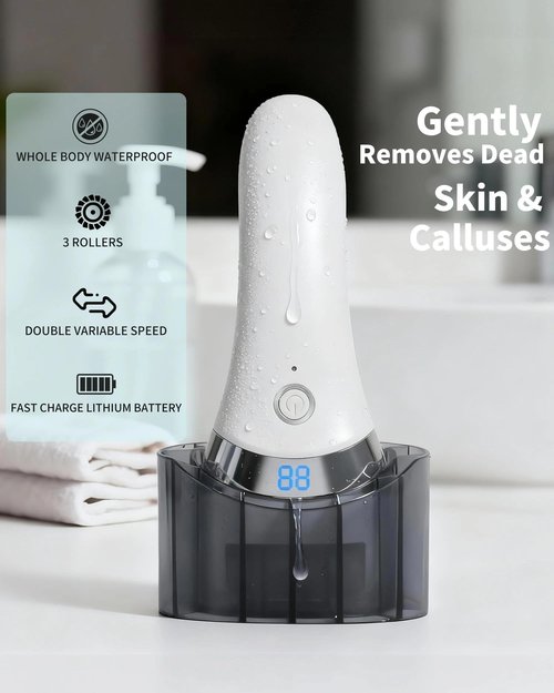 Kaaeiccr Electric Foot Callus Remover, Rechargeable Foot Care Tool with 3 Speed Settings, Waterproof Foot File, Portable Foot Dead Skin Remover, Smooth Heels, Home or Travel Spa Foot Care