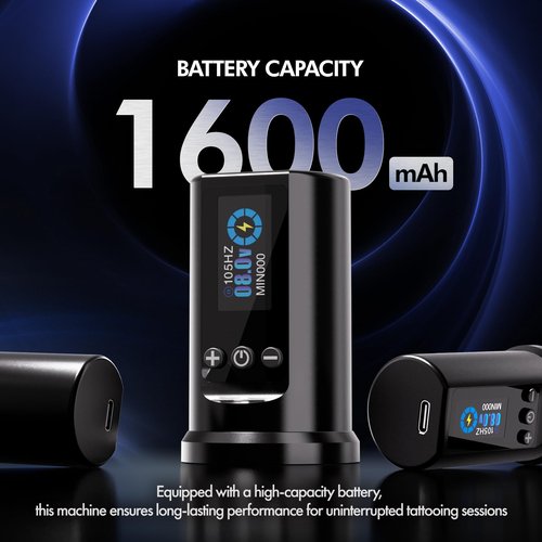 INKin Wireless Tattoo Machine for Beginners, Professional Wireless Tattoo Gun with 7 Adjustable Strokes Length, Tattoo Pen Machine 1600mAh Power Supply for Tattoo Artists