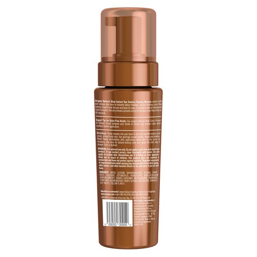 Jergens Natural Glow Instant Sun Body Mousse, Self Tanner for Deep Bronze Tan, Sunless Tanning Body Bronzer for Natural Looking Color Instantly, 6 Oz, Pack of 2