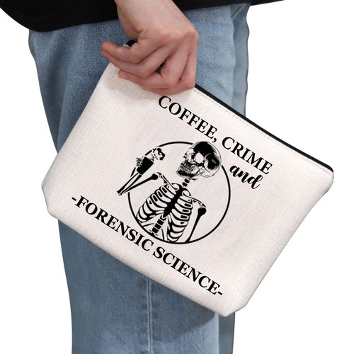 G2TUP Forensic Scientist Gift Coffee Crime And Forensic Science Makeup Bag Forensic Science Investigator Cosmetic Bag Criminologist Gift Travel Bag (And Forensic Science White Bag)