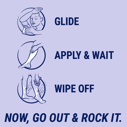 Nair Glide On Hair Removal Cream, Arm, Leg, and Bikini Hair Remover, Depilatory Cream, 3-pack, 3.3 oz Stick