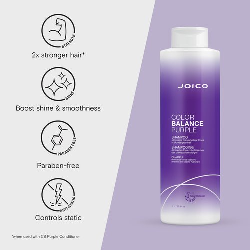 Joico Color Balance Purple Shampoo for Cool Blonde and Gray Hair | 33.8 Fl Oz