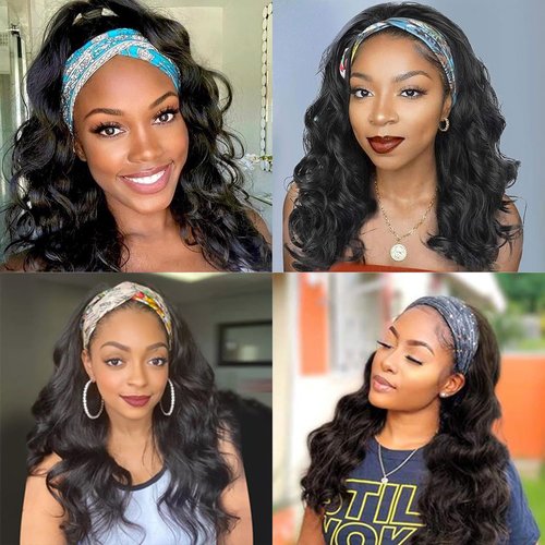 Ghaadd Headband Wig Human Hair Body Wave Headband Wigs for Black Women human hair glueless Wear and Go Glueless Wig 100% Brazilian Virgin Human Hair Headband wig 150% Density (14inch)