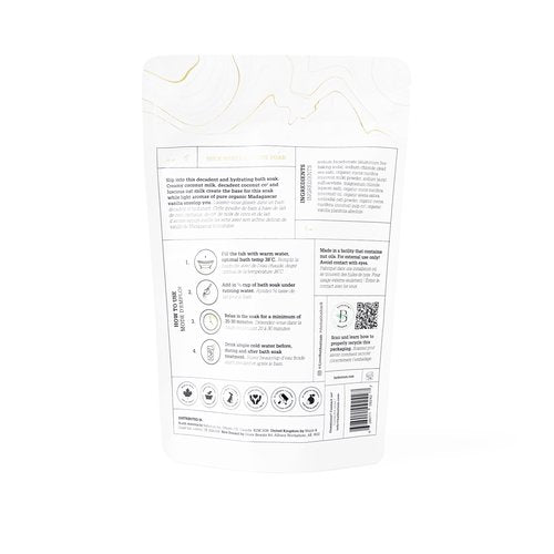 Bathorium Milk Mineral Bath Soak, Made with Coconut, Dead Sea Salt & Vanilla Bean CO2, Ideal for Hydration, pH Balanced Coconut Scented Bath Soak for Women, Approximately 5 Baths, 23 oz
