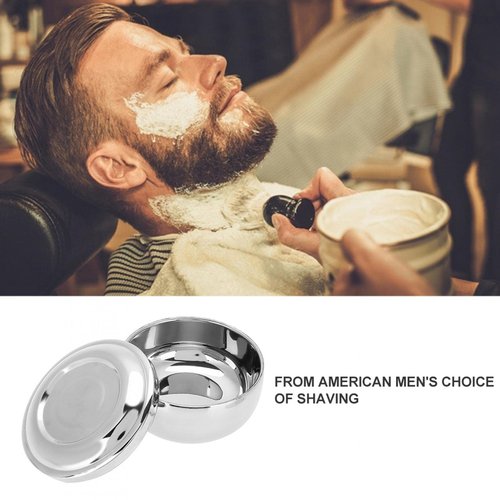 AYNEFY Shaving Soap Bowl, Portable Universal Men Stainless Steel Beard Shaving Soap Bowl Shaving Mug Container with a Mirror for Travel, Salon and Home Use