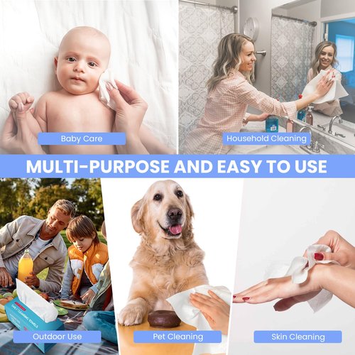 Mirucoo 100 Sheet Daily Cleansing Towels Ultra Soft Dry Wipes for Sensitive Skin Disposable Facial Washcloths 100% Organic Viscose (Pack of 3)