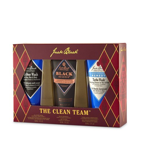 Jack Black Holiday - The Clean Team Body & Hair Cleanser Collection Set for Men - Mens Body Wash Travel Size (3-Pack)