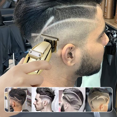 ciwellu Professional Hair Trimmer Cordless Outlining Trimmer T Liners Clippers for Men Rechargeable LED Display Zero Gapped Trimmers for Barbers（Gold