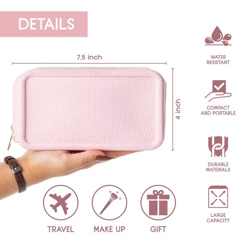 eysma Scented Makeup Bag for Women – Nostalgic & Elegant Fragrance, Waterproof Silicone Cosmetic Pouch with Leather Texture, Washable & Long-Lasting Scent, Travel Organizer