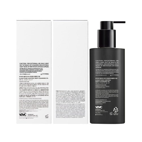 VIDIVICI Clear Pore Control Deep Cleansing Oil 10.14 fl.oz | Makeup remover with blackhead care, Korean facial cleanser for oily skin, Sebum control with Bamboo Charcoal Powder, Korean skin care