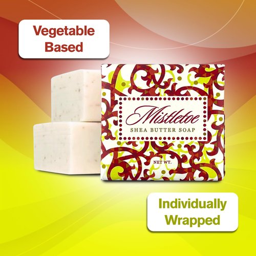 Greenwich Bay Mini Botanical Soap Bars – 12 Pack 1.9 oz Each – Individually Wrapped Guest Soaps for Airbnb, Spa, Travel, Bath – Travel Size Bar Soap Set, Mistletoe