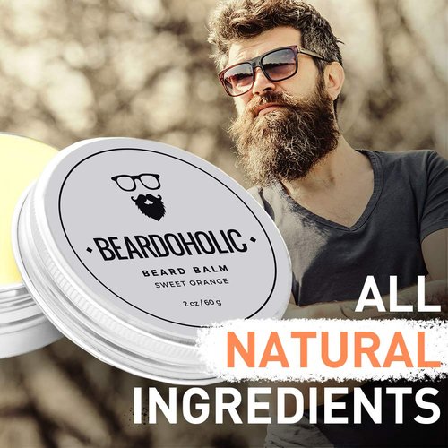 Beardoholic Beard Balm and Comb Set – 100% All Natural, 100% Pearwood Hand Made Design – Anti-Static, Eliminates Tangles and Ingrown Hairs, Itch and Dandruff – Style Beard With Ease