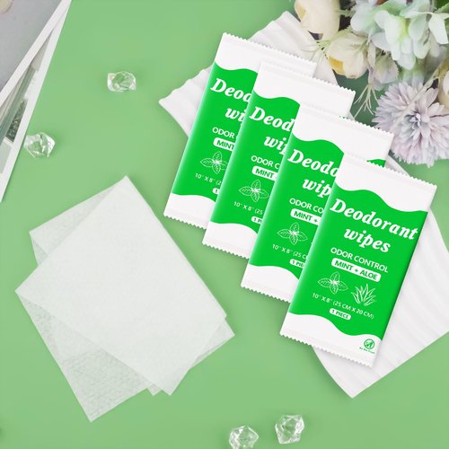 Travel Deodorant Body Shower Wipes Deodorizing Bathing Wipes, Disposable No Rinse Adults Women Men Individually Wrapped Underarm Sweat Antiperspirant Bath Wipe for Travel Camping Gym (Green, 200 Pack)